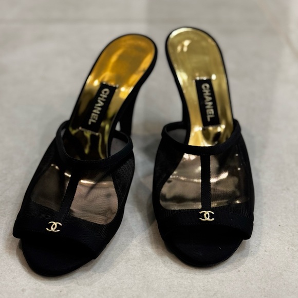 Chanel mesh open toe black slide - Picture 1 of 5